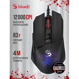 Мышь A4Tech Bloody W65 Max Mini черный оптическая (12000dpi) USB (9but) W65 MAX MINI HONEYCOMB