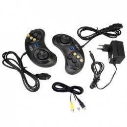 Игровая приставка 16 bit Sega Classic Battlefield (50 в 1) + 50 встроенных игр + 2 геймпада (Черная)