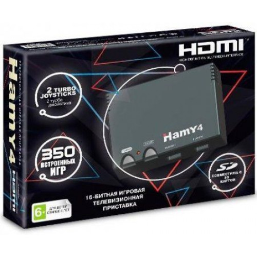 Игровая приставка 8 bit + 16 bit Hamy 4 HDMI (350 в 1) + 350 встроенных игр + 2 геймпада (Черная)