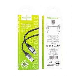 Кабель HOCO X102 USB – Type-C, 3A, 1м, black (в оплетке вязаный)