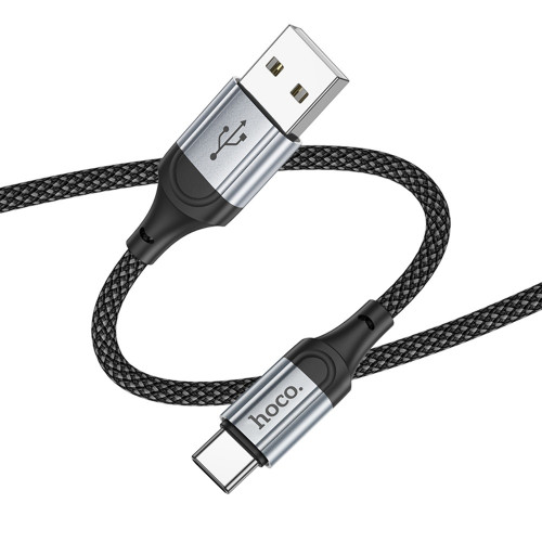 Кабель HOCO X102 USB – Type-C, 3A, 1м, black (в оплетке вязаный)
