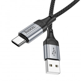 Кабель HOCO X102 USB – Type-C, 3A, 1м, black (в оплетке вязаный)