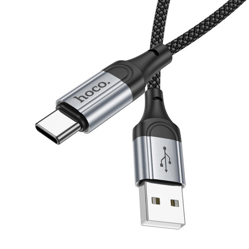 Кабель HOCO X102 USB – Type-C, 3A, 1м, black (в оплетке вязаный)
