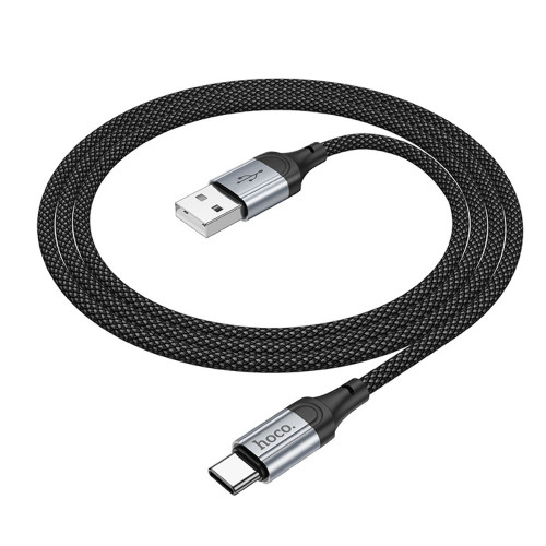 Кабель HOCO X102 USB – Type-C, 3A, 1м, black (в оплетке вязаный)