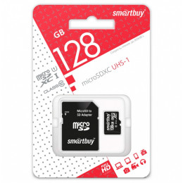 microSDXC карта памяти Smartbuy 128GB UHS-1 Class 10 (с адаптером SD)