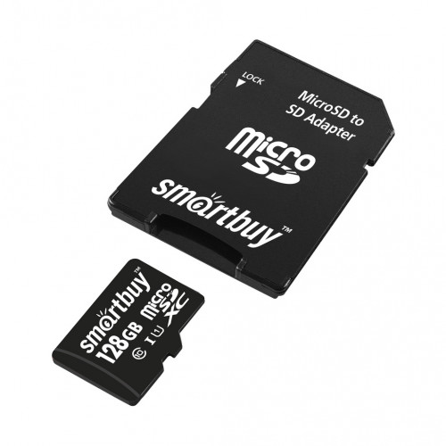 microSDXC карта памяти Smartbuy 128GB UHS-1 Class 10 (с адаптером SD)