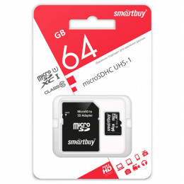 microSDXC карта памяти Smartbuy 64GB Class 10 (с адаптером SD)