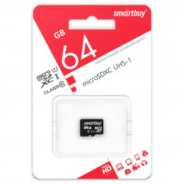 microSDXC карта памяти Smartbuy 64GB UHS-1 Class 10 (без адаптера)