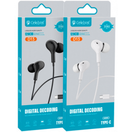 Наушники Celebrat D13 с микрофоном (Type-C), черные