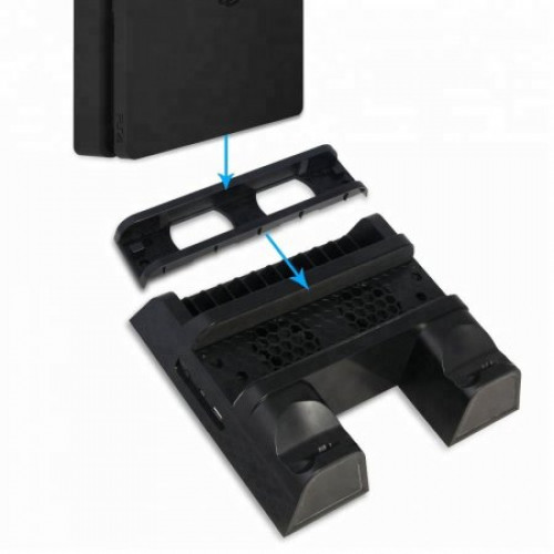 Подставка для вертикальной установки консоли + охлаждение + зарядная станция для 2-х геймпадов + держатель для дисков DOBE (TP4-1785/GP4-816) (PS4 FAT/SLIM/PRO)
