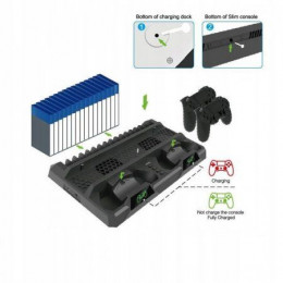 Подставка для вертикальной установки консоли + охлаждение + зарядная станция для 2-х геймпадов + держатель для дисков DOBE (TP4-18119) (PS4 FAT/SLIM/PRO)