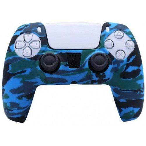 Силиконовый чехол для геймпада Playstation DualSense Камуфляжный Синий (PS5) 