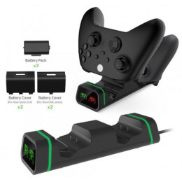 Зарядная станция для 2-x геймпадов + 2 аккумулятора 800 мАч DOBE (TYX-19006X) (Xbox One/Series X/S)