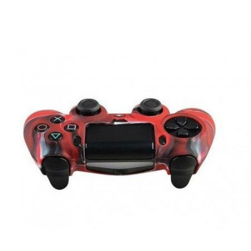 Защитный силиконовый чехол для геймпада Sony Dualshock 4 (Камуфляж красный)